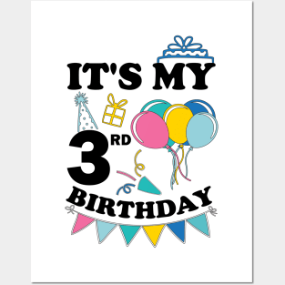 Kids It's My 3rd Birthday Celebrating three years Posters and Art